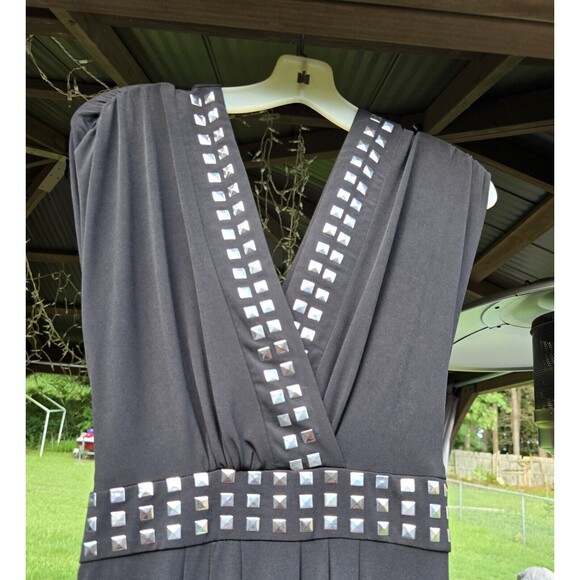Roulette Black Studded V-Neck Dress Size XL Cap Sleeves NWT Grommet Dress - Picture 3 of 4